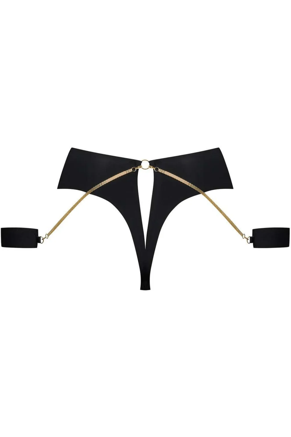 Tapage Nocturne Black High Waist Openable Thong With Cuffs