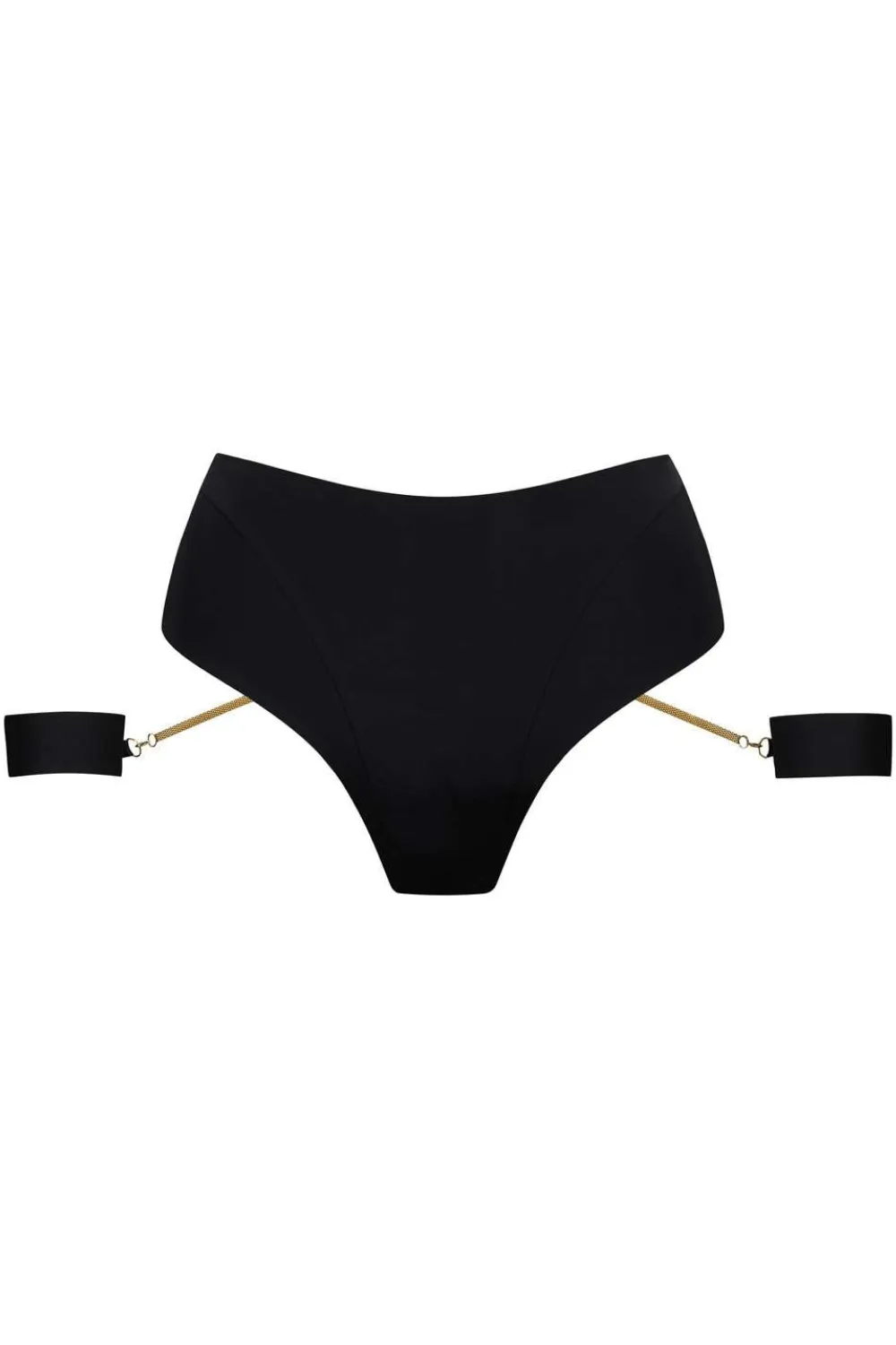 Tapage Nocturne Black High Waist Openable Thong With Cuffs