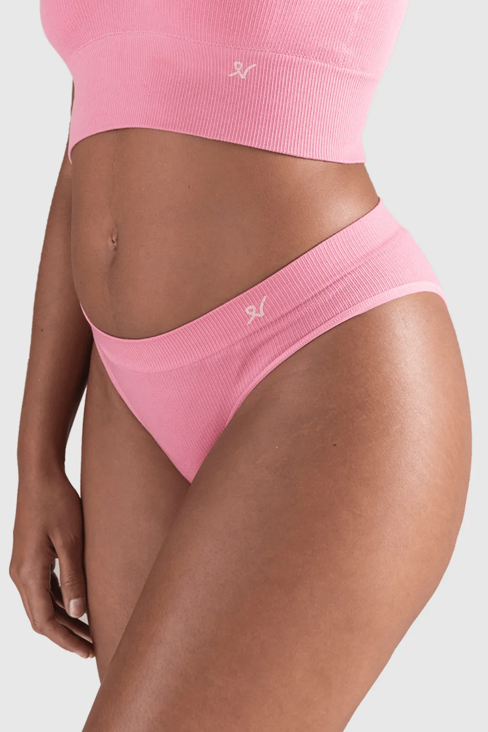Tencel™ Seamless High Leg Brief in Rose Pink. Size XS (UK 6-8)
