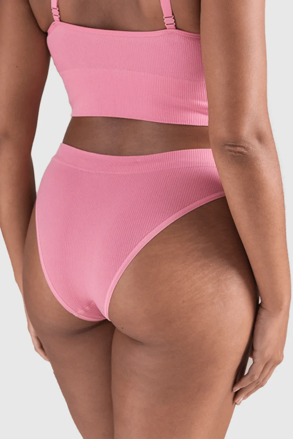 Tencel™ Seamless High Leg Brief in Rose Pink. Size XS (UK 6-8)