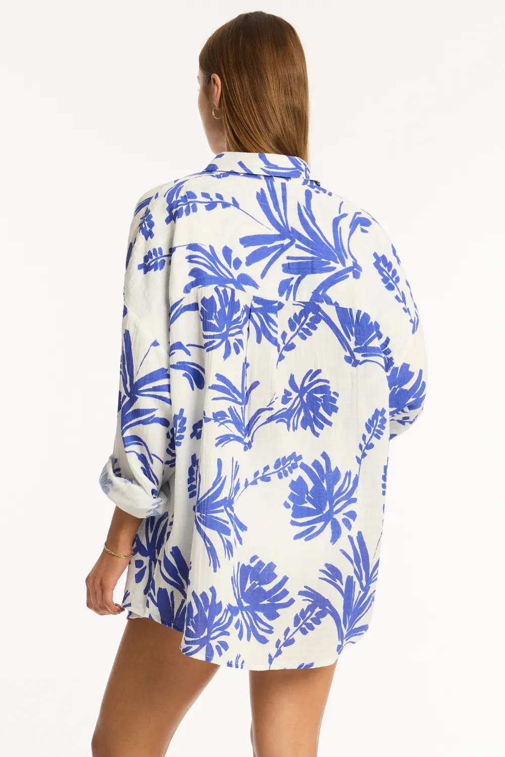 Tradewind Cover Up Shirt in Cobalt