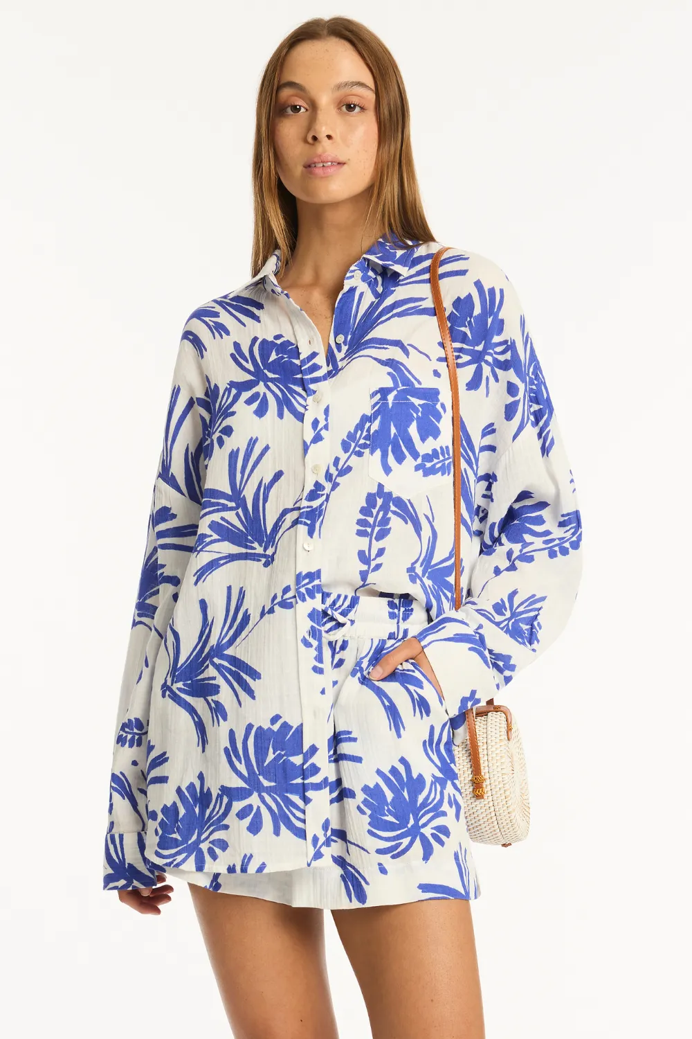 Tradewind Cover Up Shirt in Cobalt