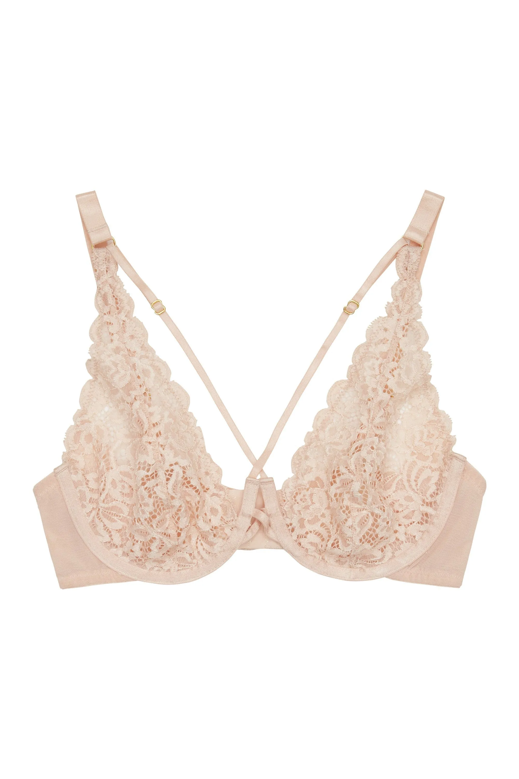 Wolf & Whistle Abi Peach high apex lace bra B - G