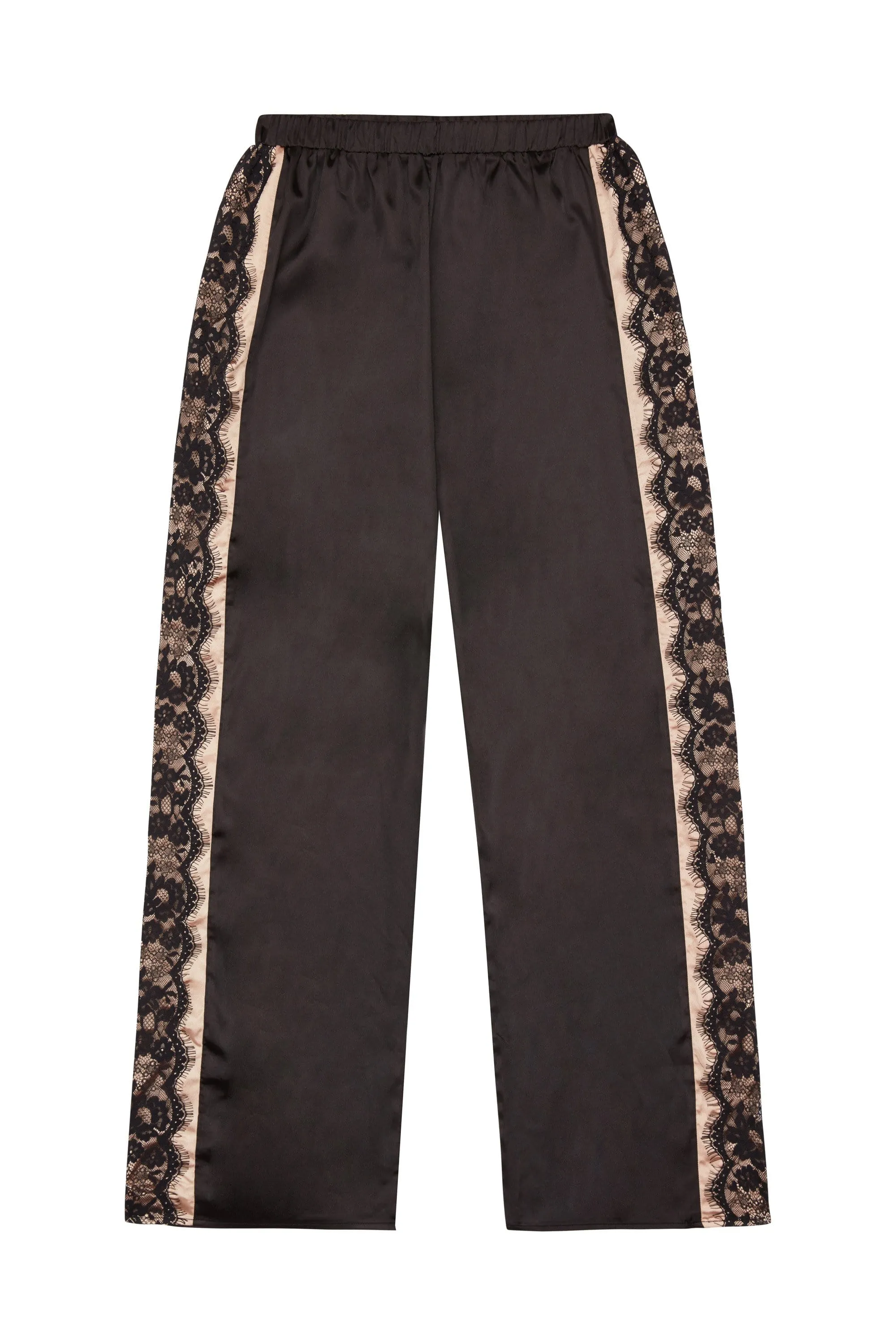 Wolf & Whistle Morgan Satin and lace tie front PJ set